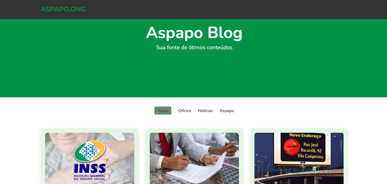 Acesso ao site Aspapo no menu clicar no blog e será direcionado 